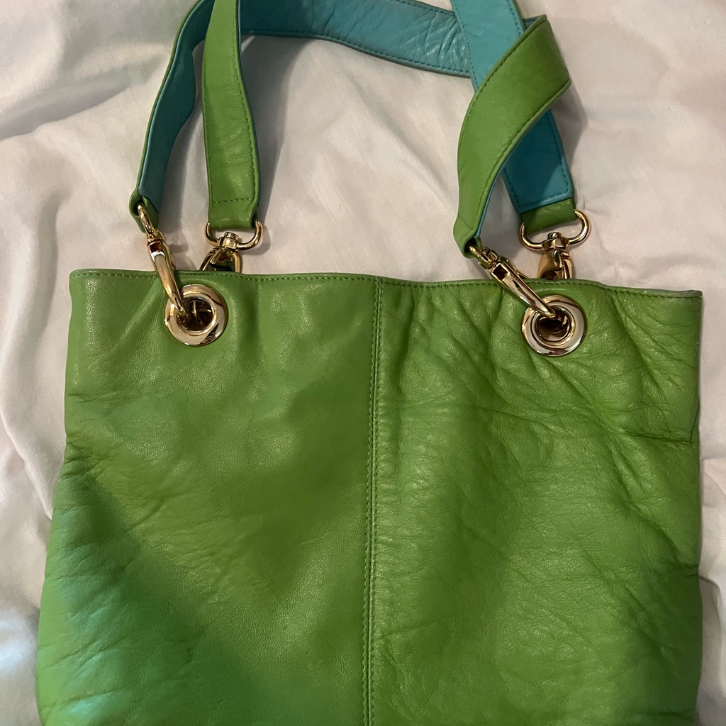 Green Leather Tote Bag